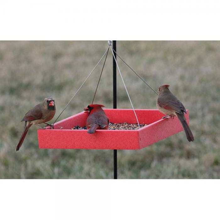 Recycled Small Hanging Platform Feeder Red